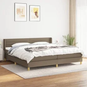 Box spring bed with taupe gray fabric mattress 200x200 cm by , Beds and slatted bases - Ref: Foro24-3130381, Price: 631,21 €,...