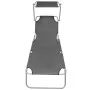 Folding sun lounger with gray steel awning by vidaXL, Loungers - Ref: Foro24-44291, Price: 60,73 €, Discount: %