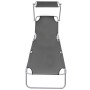 Tumbona plegable con toldo de acero gris de vidaXL, Tumbonas - Ref: Foro24-44291, Precio: 59,39 €, Descuento: %