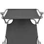 Folding sun lounger with gray steel awning by vidaXL, Loungers - Ref: Foro24-44291, Price: 60,73 €, Discount: %