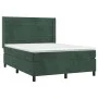 Box spring bed with dark green velvet mattress 140x190 cm by , Beds and slatted bases - Ref: Foro24-3132738, Price: 524,90 €,...