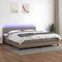 Cama box spring con colchón LED tela gris taupe 200x200 cm de , Camas y somieres - Ref: Foro24-3133025, Precio: 639,26 €, Des...