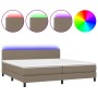 Box spring bed with LED mattress taupe gray fabric 200x200 cm by , Beds and slatted bases - Ref: Foro24-3133025, Price: 637,8...