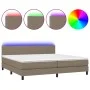 Box spring bed with LED mattress taupe gray fabric 200x200 cm by , Beds and slatted bases - Ref: Foro24-3133025, Price: 640,1...