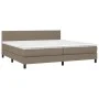 Box spring bed with LED mattress taupe gray fabric 200x200 cm by , Beds and slatted bases - Ref: Foro24-3133025, Price: 640,1...