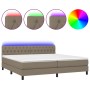 Boxspringbett mit Matratze und LED-Leuchten taupegrauer Stoff 200x200 cm von , Betten und Lattenroste - Ref: Foro24-3133425, ...