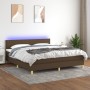 Box spring bed with LED mattress dark brown fabric 180x200 cm by , Beds and slatted bases - Ref: Foro24-3133576, Price: 539,4...