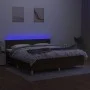 Box spring bed with LED mattress dark brown fabric 180x200 cm by , Beds and slatted bases - Ref: Foro24-3133576, Price: 529,3...