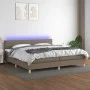 Box spring bed with LED mattress taupe gray fabric 200x200 cm by , Beds and slatted bases - Ref: Foro24-3133825, Price: 629,3...