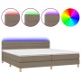 Box spring bed with LED mattress taupe gray fabric 200x200 cm by , Beds and slatted bases - Ref: Foro24-3133825, Price: 629,7...