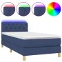 Box spring bed with mattress and LED blue fabric 80x200 cm by , Beds and slatted bases - Ref: Foro24-3133915, Price: 292,82 €...
