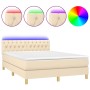 Boxspringbett mit Matratze und LED-Cremestoff 140x200 cm von , Betten und Lattenroste - Ref: Foro24-3133962, Preis: 465,83 €,...
