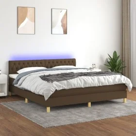 Boxspringbett mit LED-Matratze dunkelbrauner Stoff 180x200 cm von , Betten und Lattenroste - Ref: Foro24-3133976, Preis: 549,...