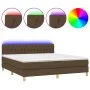 Box spring bed with LED mattress dark brown fabric 180x200 cm by , Beds and slatted bases - Ref: Foro24-3133976, Price: 549,2...