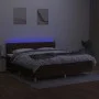 Box spring bed with LED mattress dark brown fabric 180x200 cm by , Beds and slatted bases - Ref: Foro24-3133976, Price: 549,2...