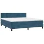 Box spring bed with mattress and LED velvet dark blue 160x200 cm by , Beds and slatted bases - Ref: Foro24-3134475, Price: 47...