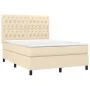 Box spring bed mattress and LED lights cream fabric 140x200 cm by , Beds and slatted bases - Ref: Foro24-3135122, Price: 534,...