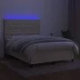Box spring bed mattress and LED lights cream fabric 140x200 cm by , Beds and slatted bases - Ref: Foro24-3135122, Price: 534,...