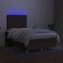 Box spring bed with mattress and LED dark brown fabric 120x200 cm by , Beds and slatted bases - Ref: Foro24-3135264, Price: 3...
