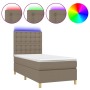 Box spring bed with mattress and LED lights taupe gray fabric 100x200 cm by , Beds and slatted bases - Ref: Foro24-3135737, P...