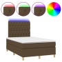 Cama box spring con colchón y LED tela marrón oscuro 120x200 cm de , Camas y somieres - Ref: Foro24-3135664, Precio: 421,78 €...