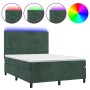 Box spring bed with mattress and LED dark green velvet 140x190cm by , Beds and slatted bases - Ref: Foro24-3136182, Price: 51...