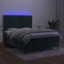 Box spring bed with mattress and LED dark green velvet 140x190cm by , Beds and slatted bases - Ref: Foro24-3136182, Price: 51...