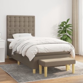 Box spring bed with taupe gray fabric mattress 100x200 cm by , Beds and slatted bases - Ref: Foro24-3137457, Price: 430,61 €,...