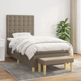 Box spring bed with taupe gray fabric mattress 100x200 cm by , Beds and slatted bases - Ref: Foro24-3137457, Price: 395,65 €,...