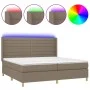 Box spring bed with mattress and LED lights taupe gray fabric 200x200 cm by , Beds and slatted bases - Ref: Foro24-3138985, P...