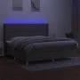 Box spring bed with mattress and LED lights taupe gray fabric 200x200 cm by , Beds and slatted bases - Ref: Foro24-3138985, P...
