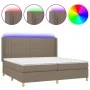 Box spring bed with mattress and LED lights taupe gray fabric 200x200 cm by , Beds and slatted bases - Ref: Foro24-3139065, P...