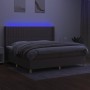 Box spring bed with mattress and LED lights taupe gray fabric 200x200 cm by , Beds and slatted bases - Ref: Foro24-3139065, P...