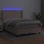 Box spring bed LED mattress cappuccino synthetic leather 140x200cm by , Beds and slatted bases - Ref: Foro24-3139270, Price: ...