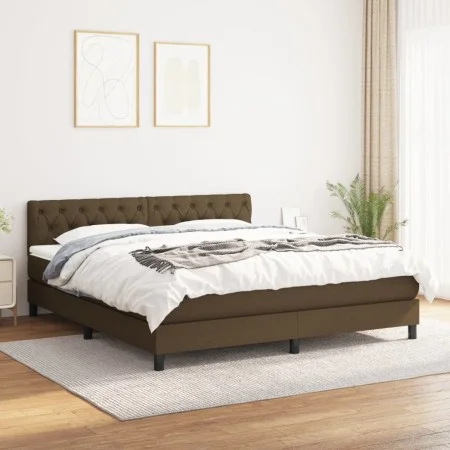 Box spring bed with dark brown fabric mattress 160x200 cm by , Beds and slatted bases - Ref: Foro24-3140308, Price: 504,92 €,...