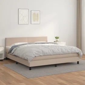 Box spring bed with cappuccino synthetic leather mattress 180x200cm by , Beds and slatted bases - Ref: Foro24-3141022, Price:...