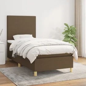 Box spring bed with dark brown fabric mattress 80x200 cm by , Beds and slatted bases - Ref: Foro24-3142132, Price: 323,45 €, ...