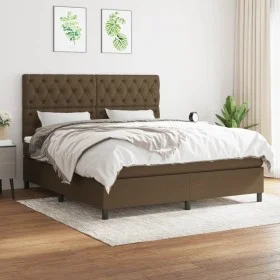 Cama box spring con colchón tela marrón oscuro 160x200 cm de , Camas y somieres - Ref: Foro24-3142028, Precio: 575,94 €, Desc...