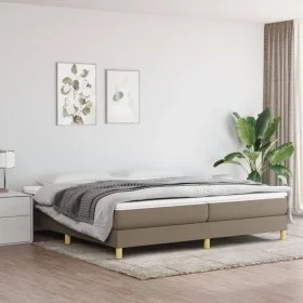 Box spring bed with taupe gray fabric mattress 200x200 cm by , Beds and slatted bases - Ref: Foro24-3144203, Price: 592,86 €,...