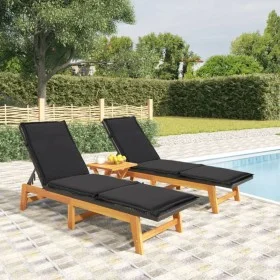 Sun loungers with cushions 2 pcs synthetic rattan solid acacia wood by , Loungers - Ref: Foro24-319725, Price: 303,06 €, Disc...