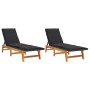 Sonnenliegen mit Kissen 2 Stück synthetisches Rattan aus massivem Akazienholz von , Liegen - Ref: Foro24-319725, Preis: 308,7...