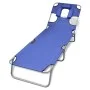 Tumbona plegable de acero con cojín de cabeza acero azul de , Tumbonas - Ref: Foro24-41481, Precio: 61,04 €, Descuento: %