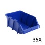 Contenedores almacenaje apilables 218x360x156 mm azul 35 uds