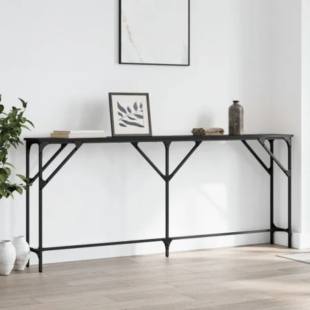Black engineered wood console table 180x23x75 cm by , Side tables - Ref: Foro24-837767, Price: 54,56 €, Discount: %