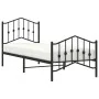 Bed frame with headboard and black metal footboard 90x200 cm by , Beds and slatted bases - Ref: Foro24-373800, Price: 85,28 €...