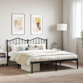 Estructura de cama con cabecero metal negro 160x200 cm de , Camas y somieres - Ref: Foro24-373792, Precio: 108,90 €, Descuent...