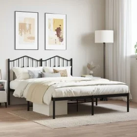 Bed frame with black metal headboard 140x200 cm by , Beds and slatted bases - Ref: Foro24-373790, Price: 104,77 €, Discount: %