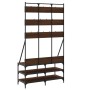 Coat rack with brown oak shoe rack 100x40x184 cm by , Dresser Organizers and Bar Hangers - Ref: Foro24-837861, Price: 84,34 €...