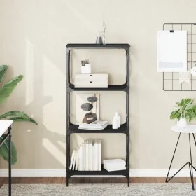 Bookcase with 4 black engineered wood shelves 59x35x132 cm by , Bookcases and shelves - Ref: Foro24-837617, Price: 49,21 €, D...
