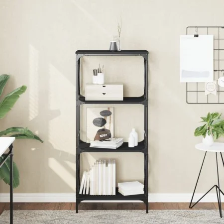 Librería de 4 estantes madera ingeniería negro 59x35x132 cm de , Librerías y estanterías - Ref: Foro24-837617, Precio: 49,20 ...